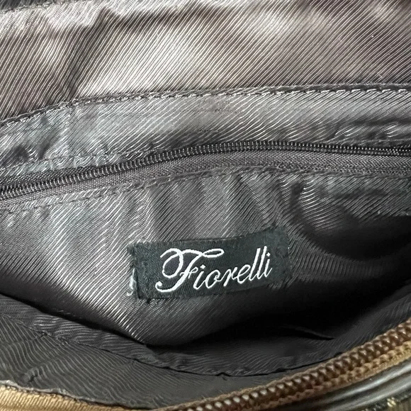 Y2K Monogram Shoulder Bag Brown Snakeskin Trim Fiorelli Vintage 2000s - Picture 9 of 10